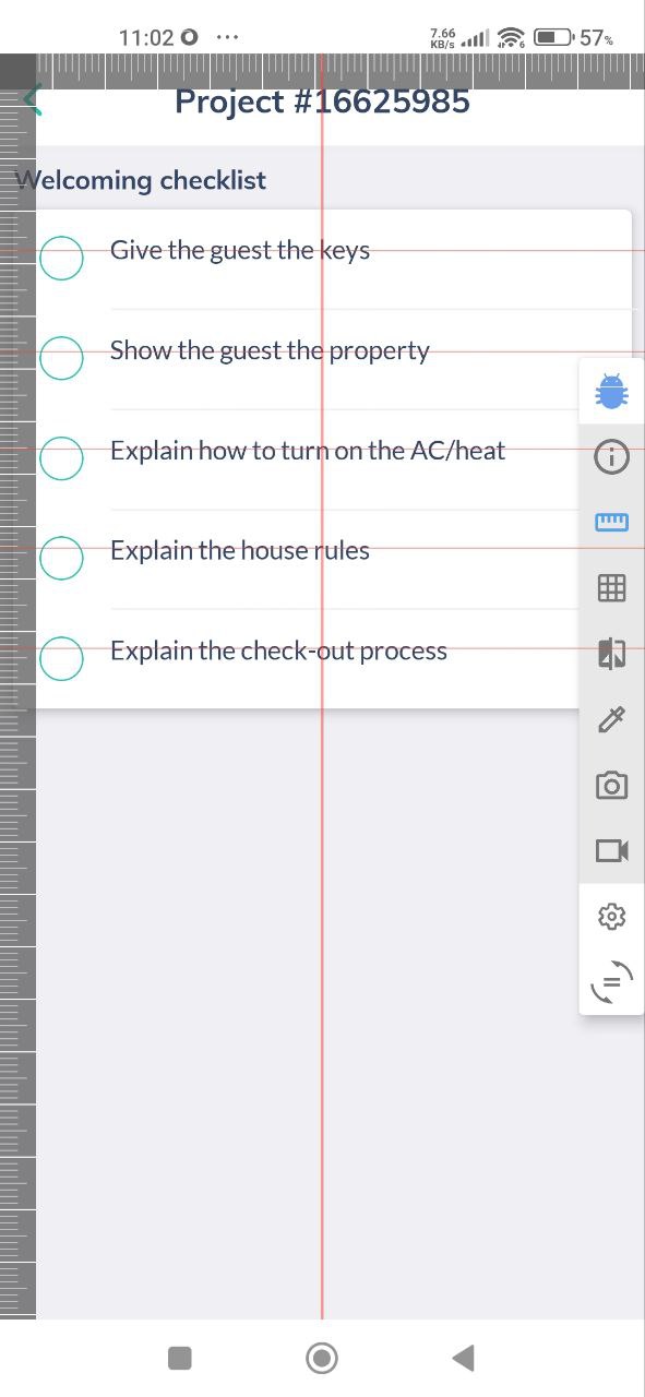 Les éléments de la checklist sont désalignés avec les boutons radio