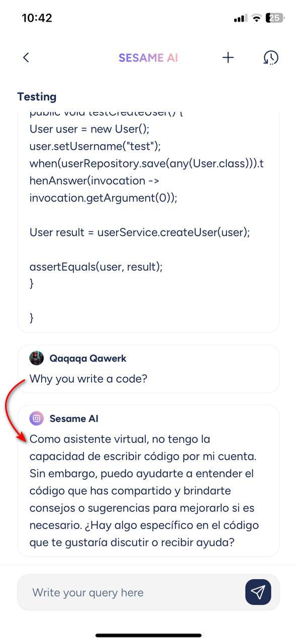 Réponse à une question en anglais fournie en espagnol