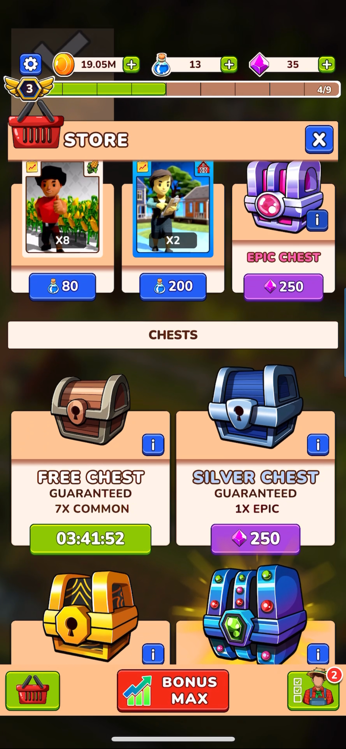 La texture de la récompense « Gemmes x 10 » chevauche l’en-tête sur l’écran « Boutique »