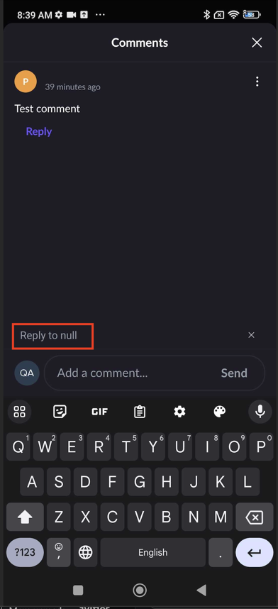 « Répondre à null » s'affiche après avoir tenté de répondre à un commentaire