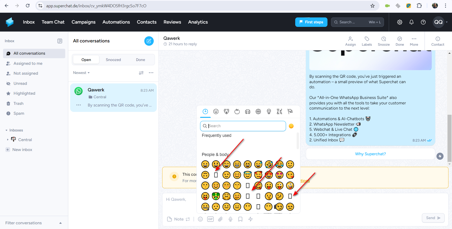 Tous les émojis ne sont pas affichés dans le panneau « Émoji »