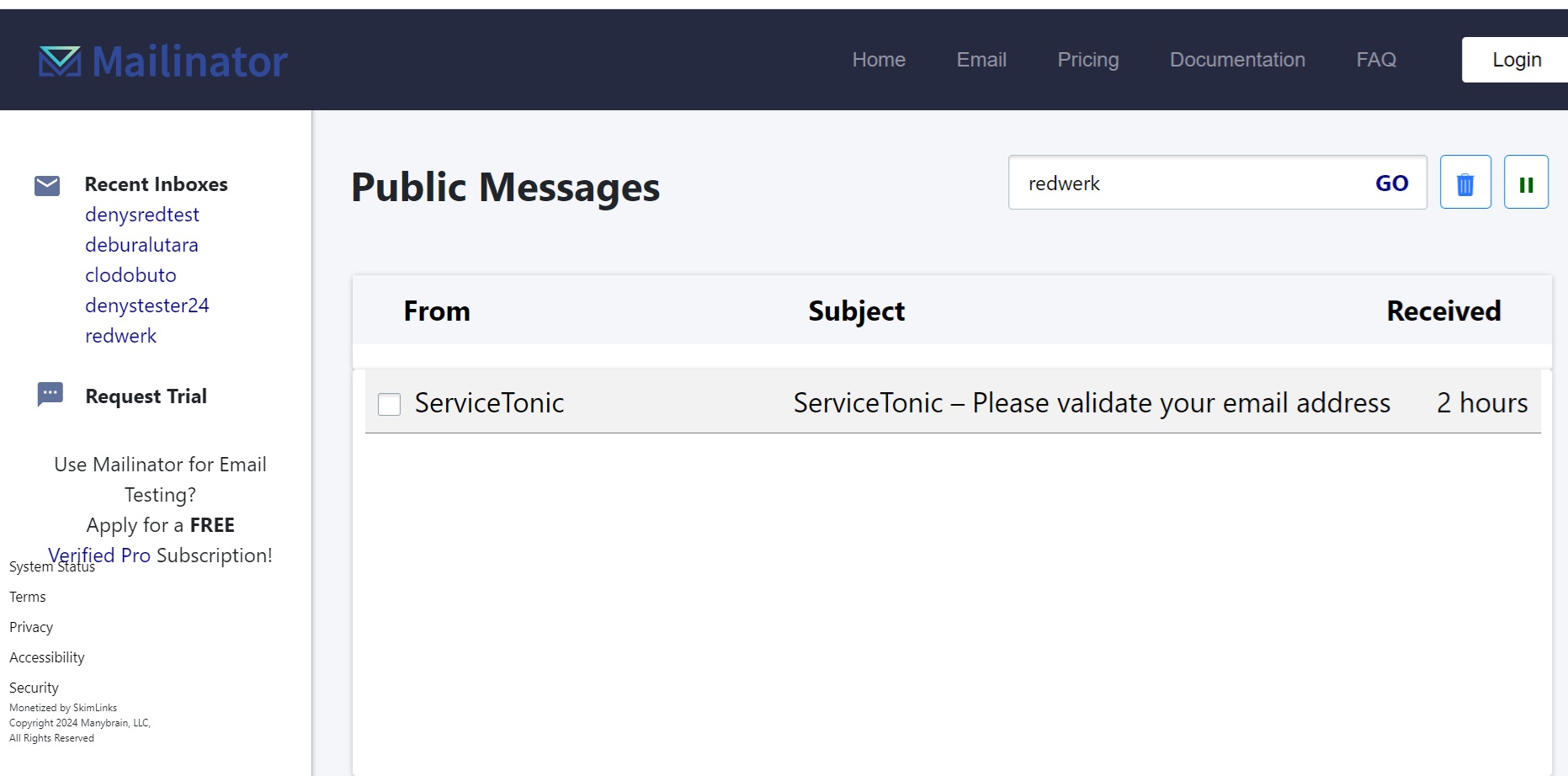 L’utilisateur ne reçoit pas d’e-mail avec les détails de la version de démonstration