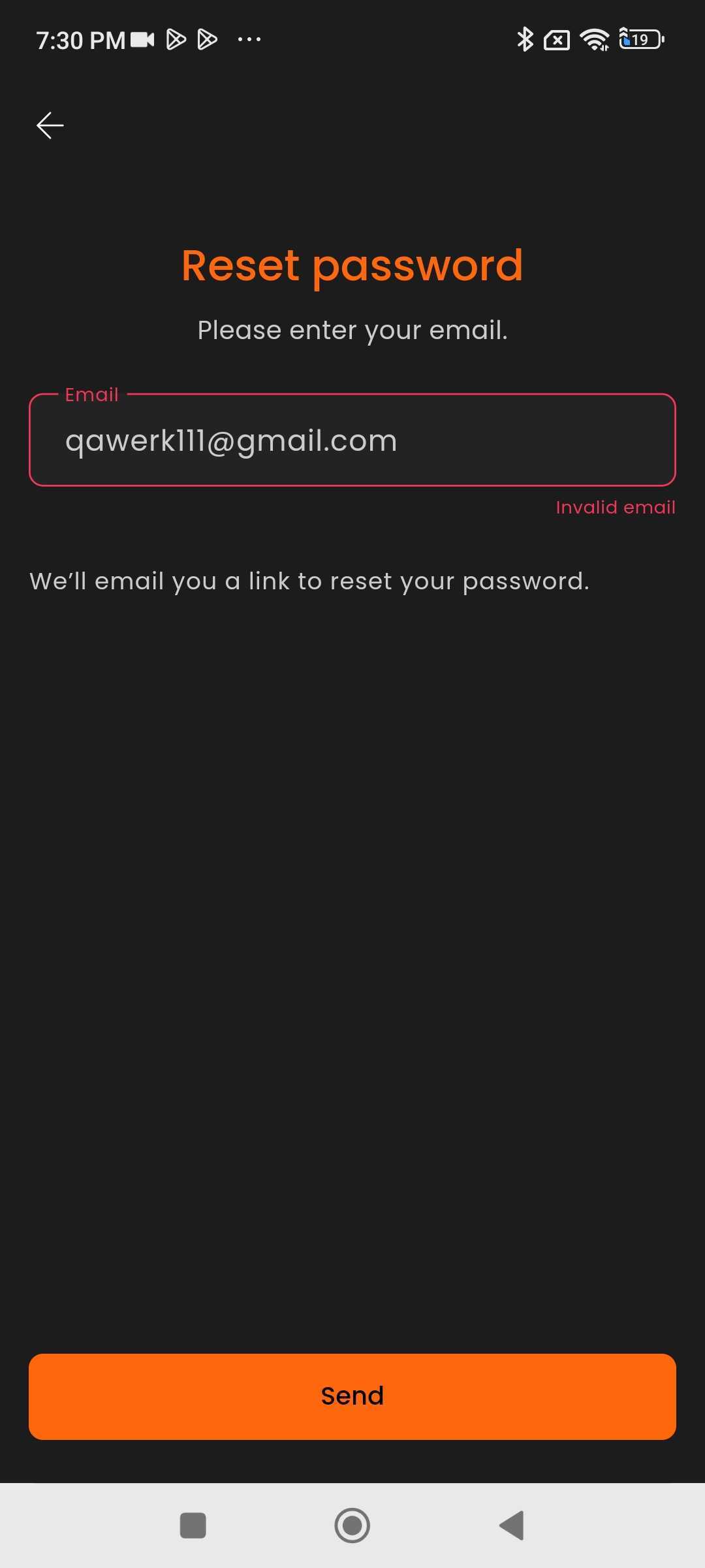 Erreur « E-mail invalide » incorrecte affichée lors de la réinitialisation du mot de passe