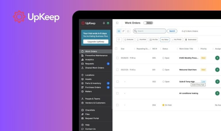 Bugs trouvés dans UpKeep SaaS