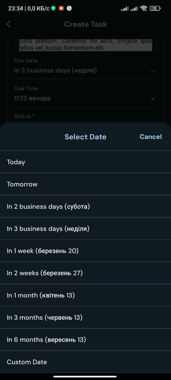Étiquettes de date partiellement ukrainiennes dans le sélecteur « Heure limite » malgré la localisation en anglais