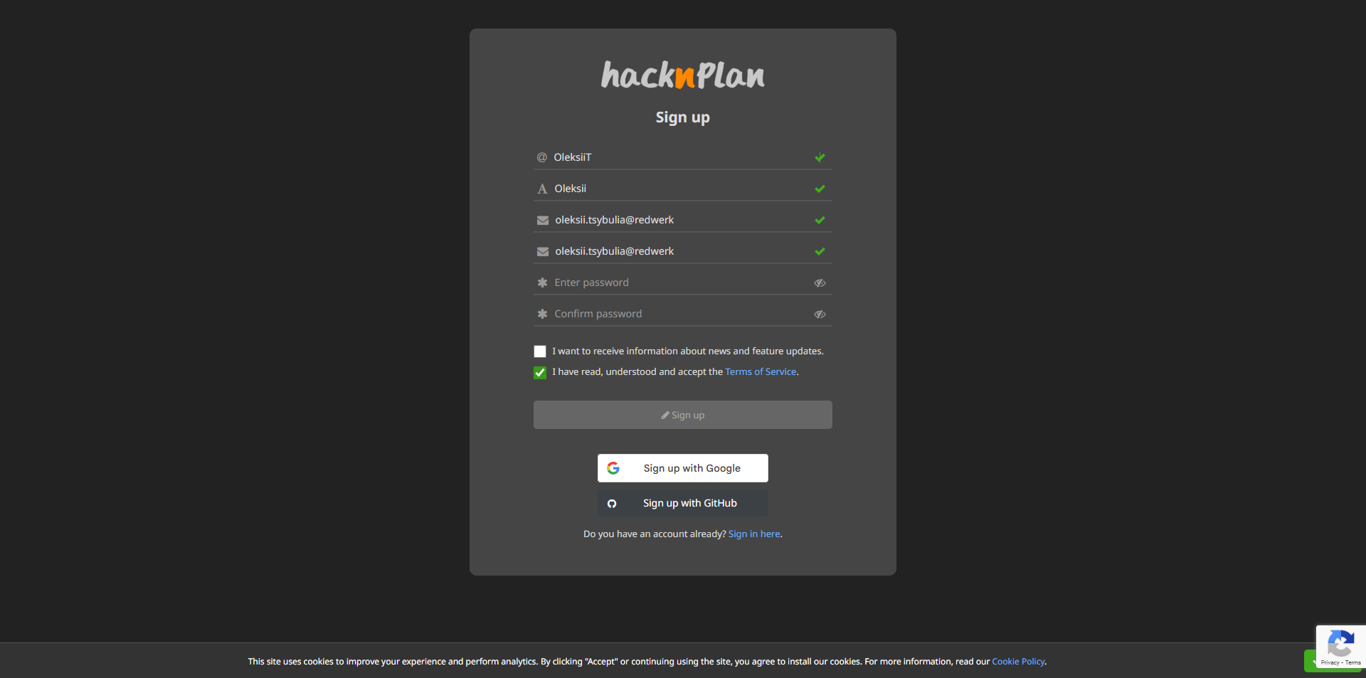 Possible de saisir un e-mail non valide