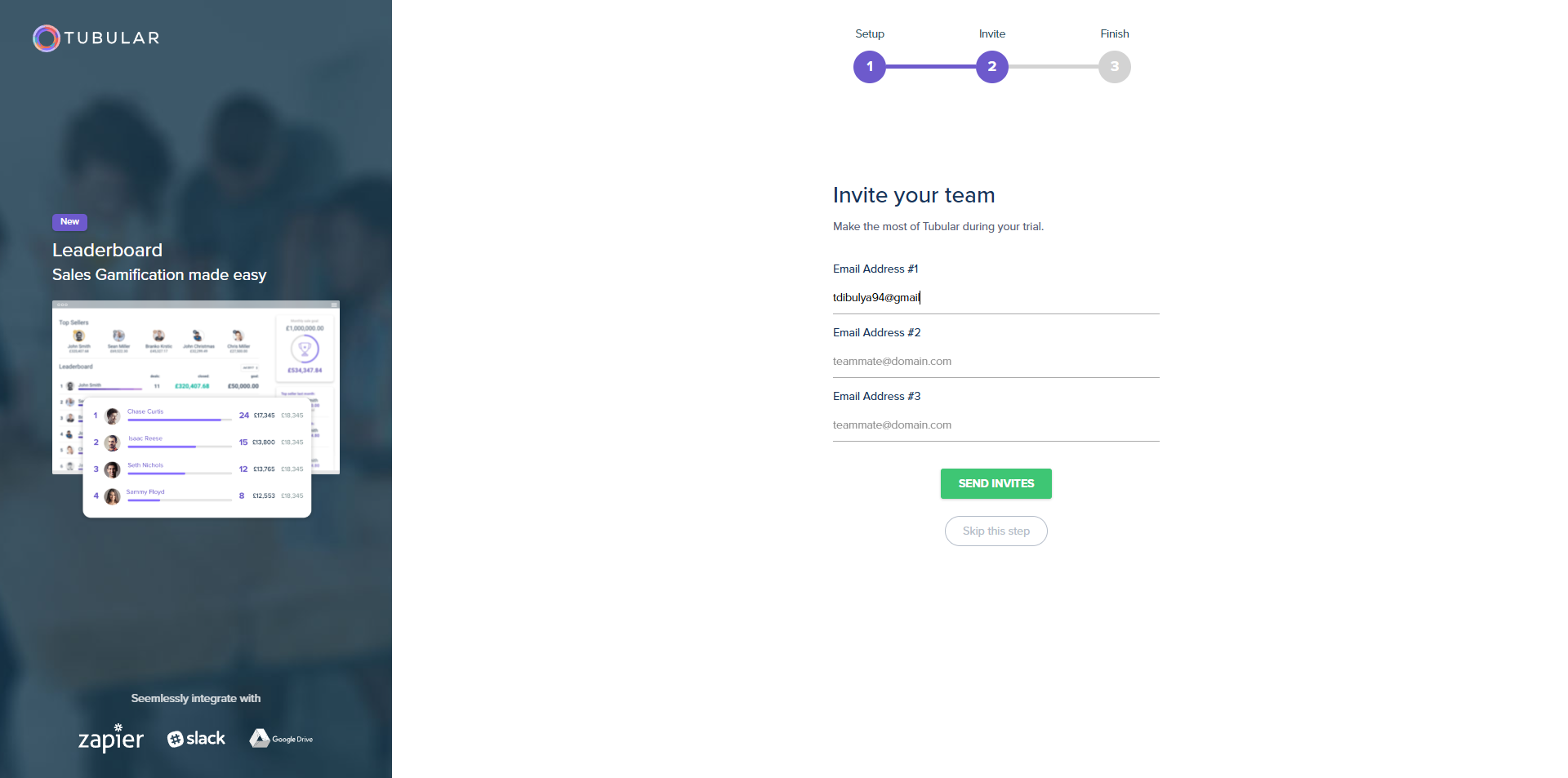 Possibilité d'envoyer une invitation à un e-mail non valide