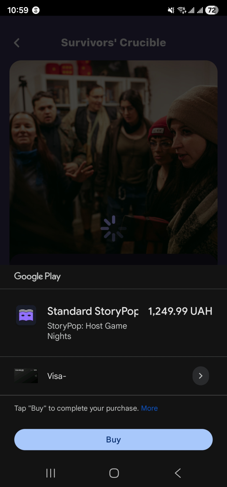 Aucun bug détecté lors de la vérification que l’utilisateur peut acheter un jeu dans « StoryShop »