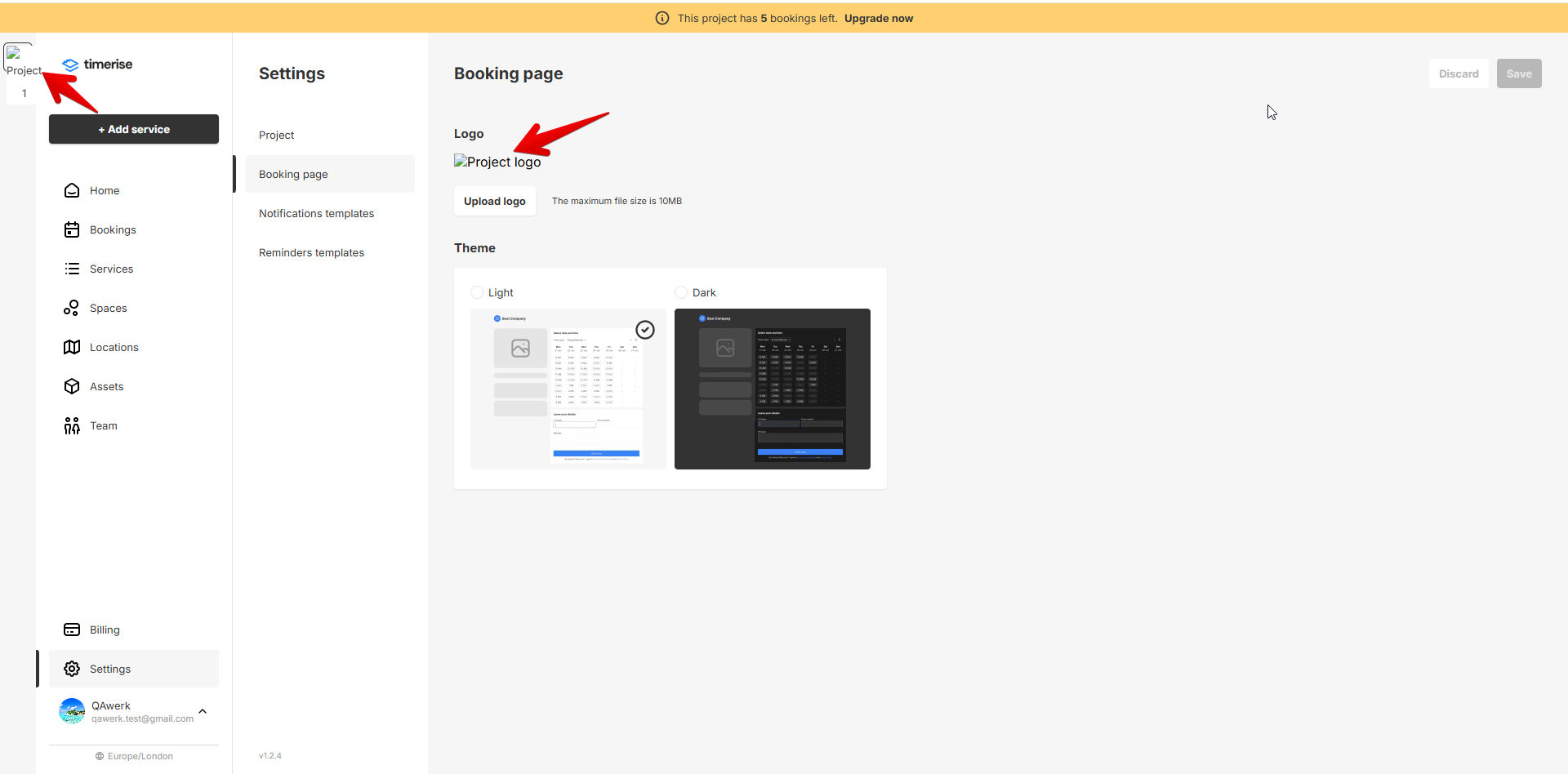 Icône d'image brisée affichée après l'ajout d'une image de format incorrect à la « Page de réservation »