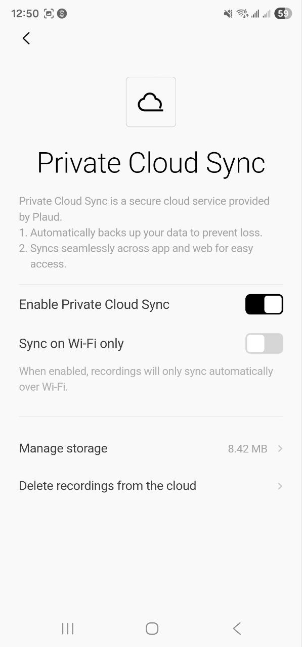 Aucun bug trouvé lors de la vérification du bon fonctionnement du commutateur « Synchronisation Cloud Privé » et des options associées