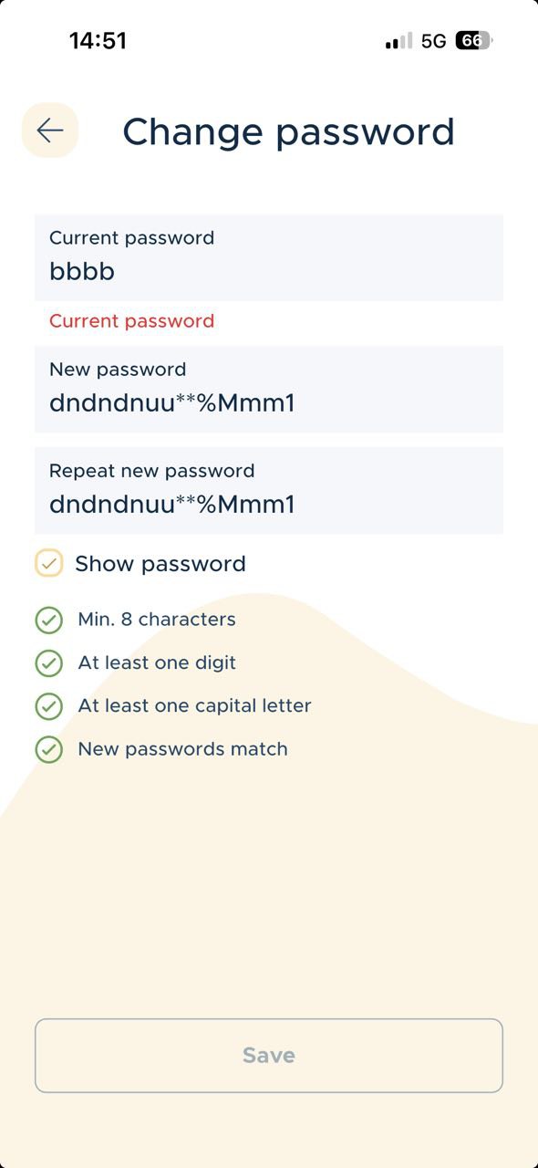 Message de validation incohérent pour le champ « Mot de passe actuel »