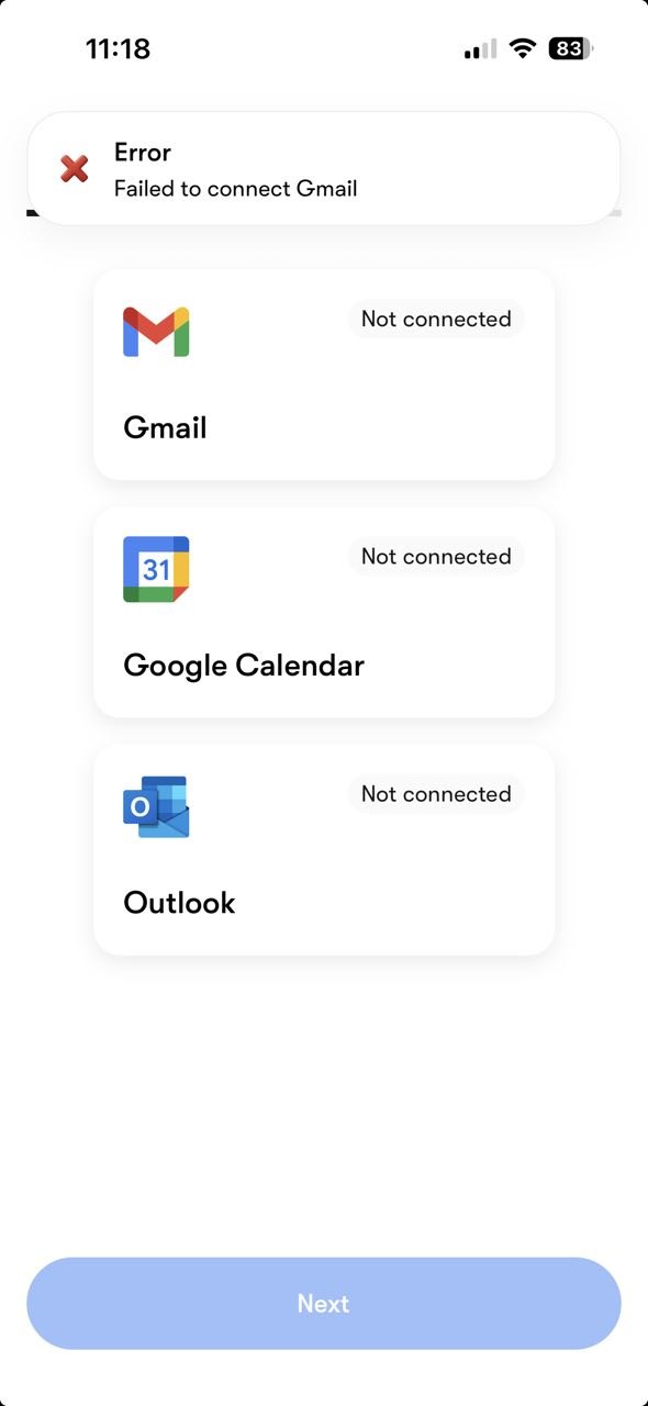 L'erreur « Échec de la connexion à Gmail » s'affiche après la première tentative de connexion de l'application à Gmail