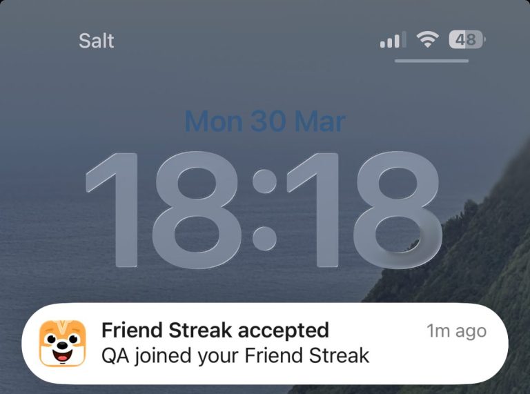 Aucun bug trouvé lorsqu’un ami accepte un « Streak »