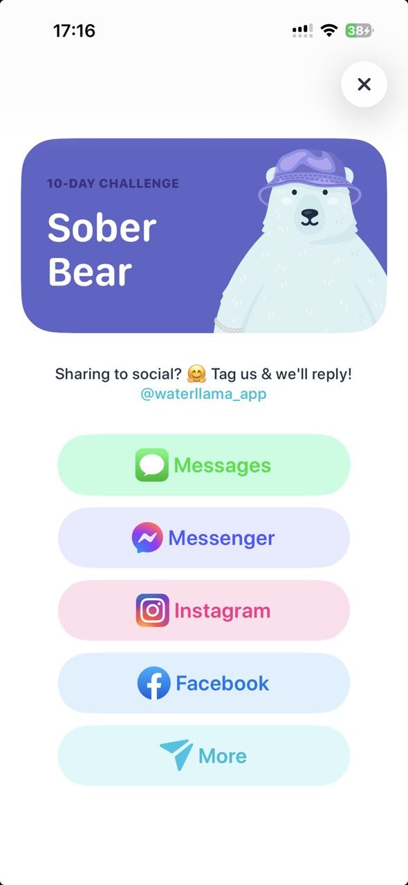 Aucun bug détecté lors de la vérification que l’utilisateur peut partager un défi de 10 jours avec des amis sur les réseaux sociaux
