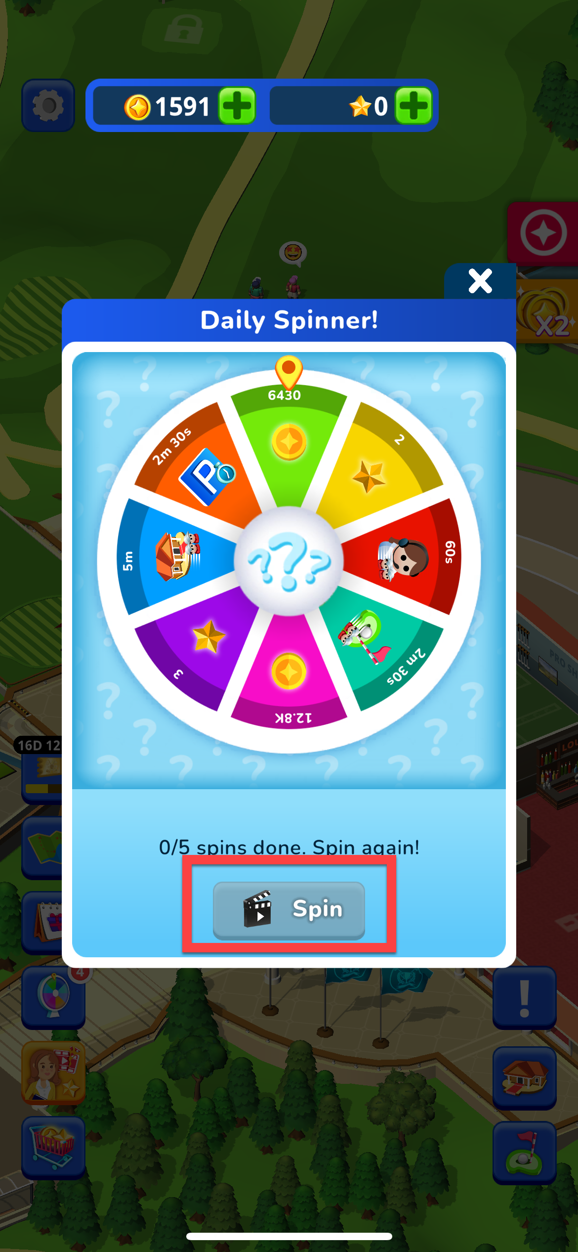 Le bouton « Spin » reste inactif alors que des tours sont disponibles
