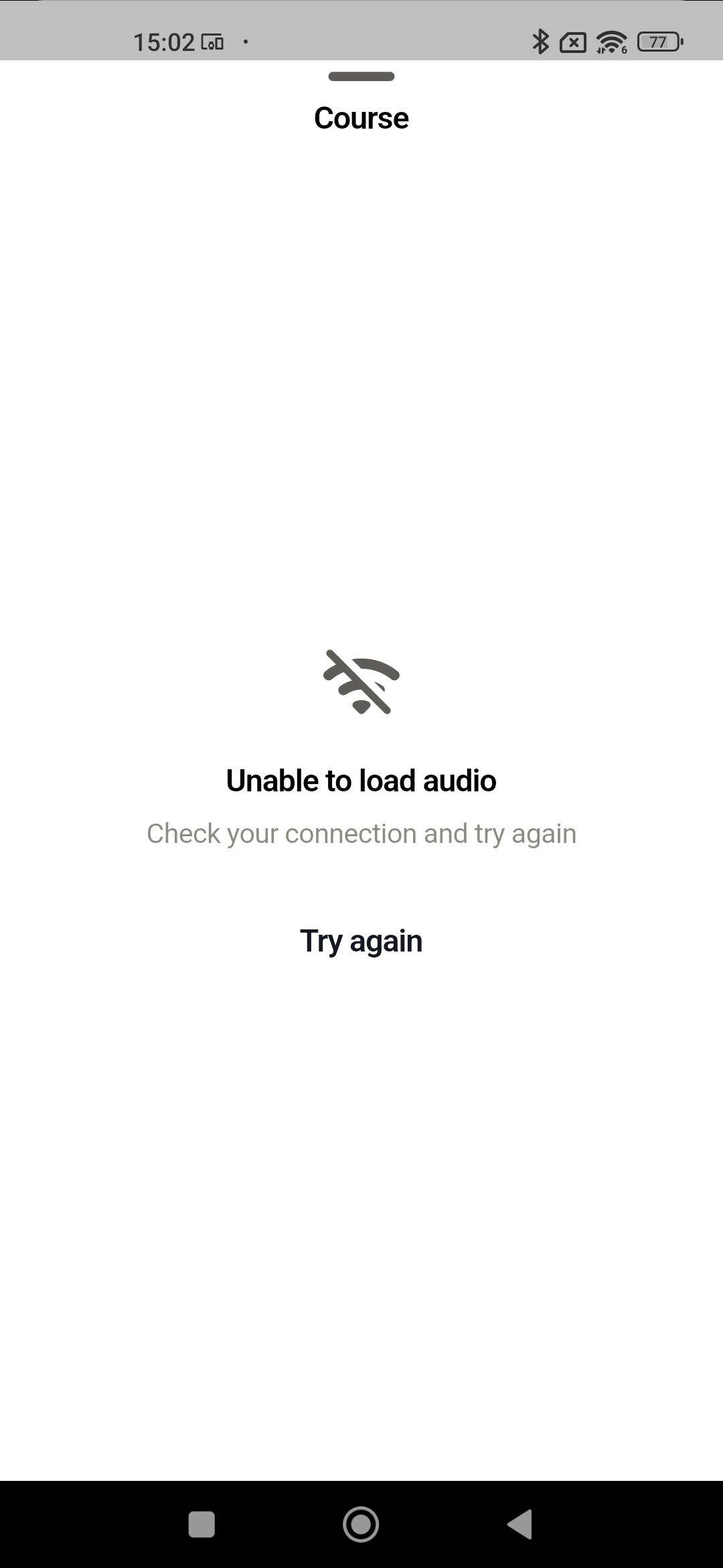 Impossible de lancer une leçon audio : l’application affiche le message d’erreur « Impossible de charger l’audio » malgré une connexion active
