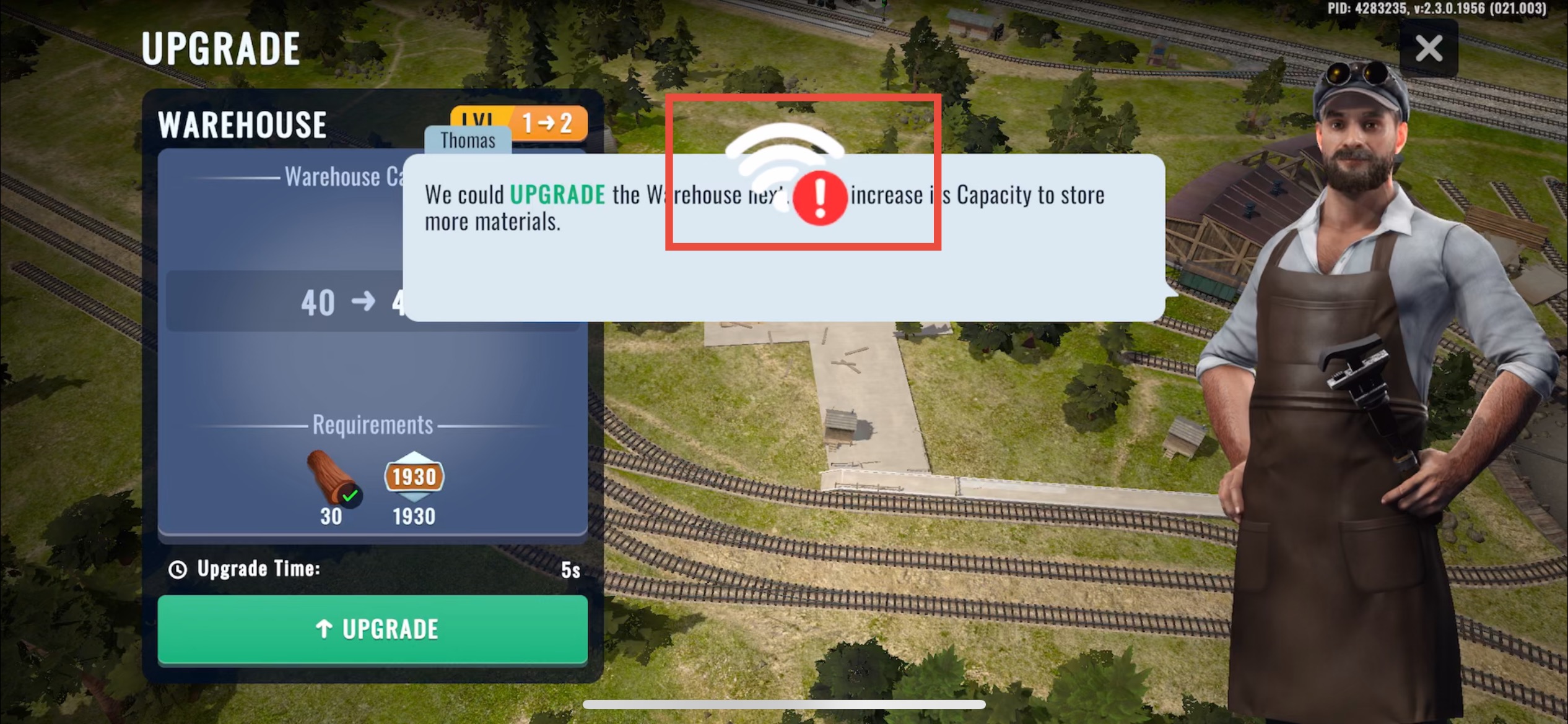 L'indicateur de mauvaise connexion réseau se superpose à l'interface utilisateur et aux messages du jeu
