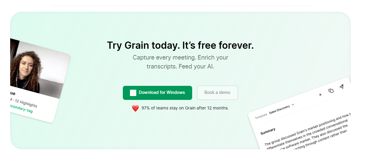 L'icône Windows n'apparaît pas sur le bouton « Télécharger pour Windows » dans la section « Essayez Grain dès aujourd'hui » de la page d'accueil de Grain